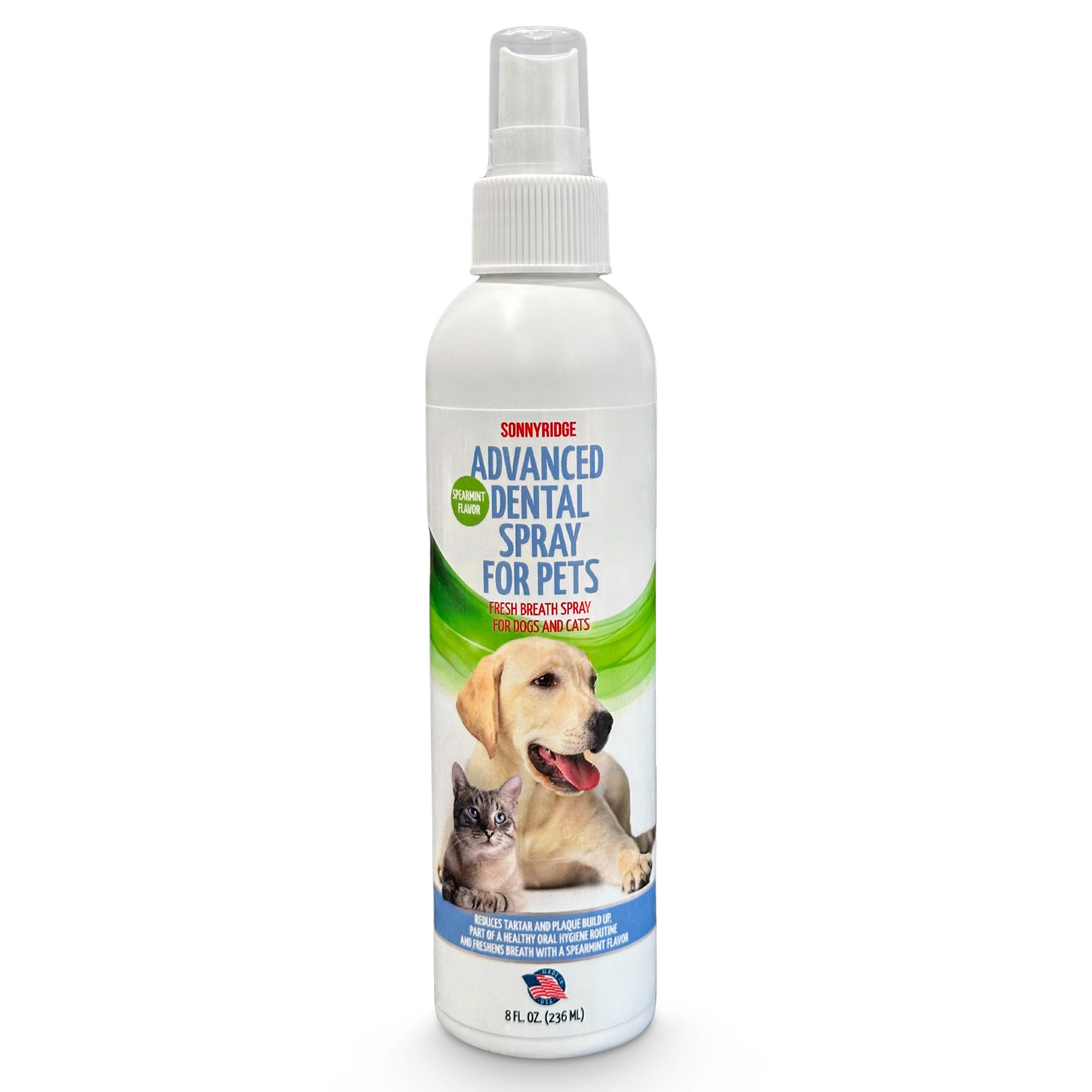 Sonnyridge Dog Dental Spray Removes Tartar, Plaque and Freshens Breath Instantly. The Most Advanced Dental Spray for Healthy Teeth, Gums and Oral Health Care for Your Dog, Cat or Pet - 1-8 oz. Bottle
