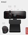 Lenovo Essential Full HD 1080P Webcam, Dual Microphone, No Driver 1.8m USB 2.0, Wide-Angle, Tilt-Control, 360-Degree Rotation, Black