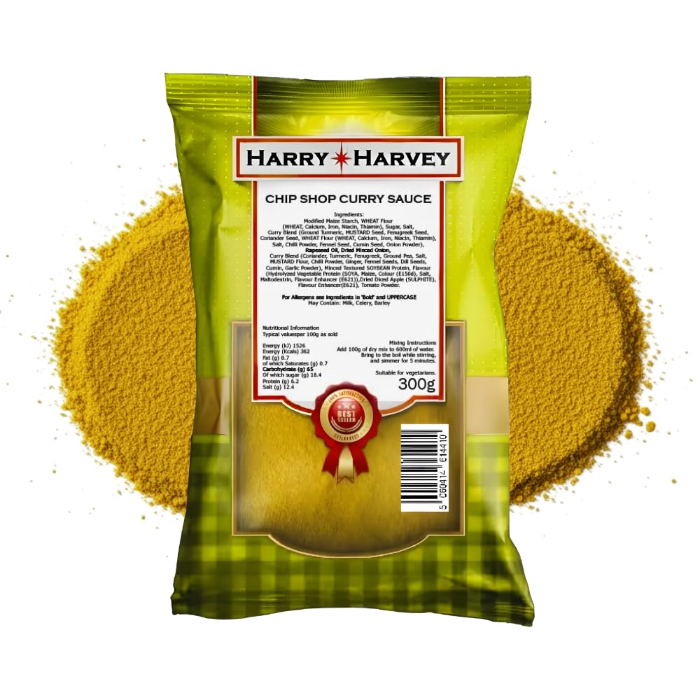 Harry Harvey 300g Chip Shop Curry Sauce Powder, Chippy, Takeaway Chips Curries. As used by Chippies and Fish Shops