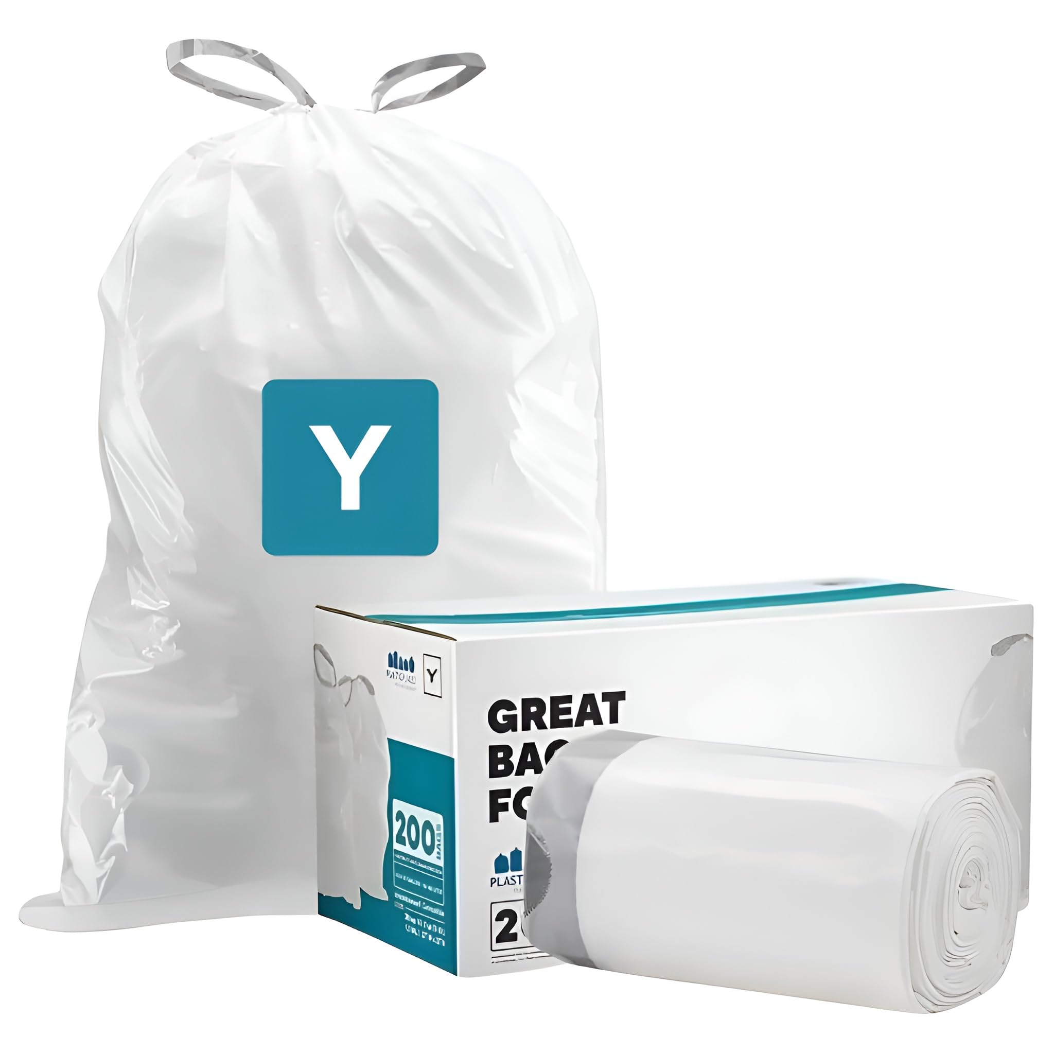 Plasticplace simplehuman Code Y Compatible White Drawstring Trash Bag Liners 30.4 Gallon/115 Liter 28.75" x 39", 100 Count
