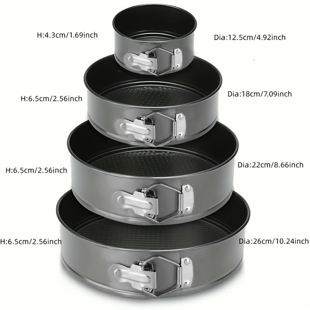 NYSDM - Moldes para Tartas antiadherentes Desmontables con Base extraíble, 4 Unidades, para Hornear Tartas de Queso, Tartas de Capas y más Utensilios de Cocina