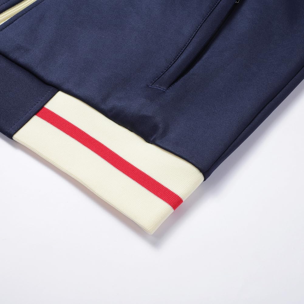 Men Tracksuits 2 Piece Outfits Long Sleeve Full Zip Sports Set Stand Up Collar Jackets and Pants Running Sweatsuit - Image 4