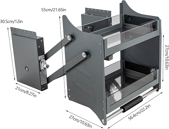 LOYALHEARTDY Pull Down Shelf, 22 Inch Convenient Upper Kitchen Wall Cabinet Storage Organizer with Visual Guardrail 2-Tier Mounted Wall Cabinet Pull-Down Shelving System for Kitchen