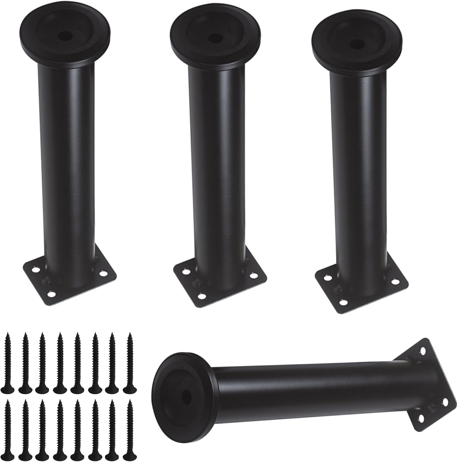 4 Pcs Furniture Legs, Metal Cabinet Legs,Adjustable Furniture Support Feet for Kitchen Shelves Sofa Table Chair Desk Cupboard Furniture Adjustable Legs Feet Foot (4, 10-17 inch)