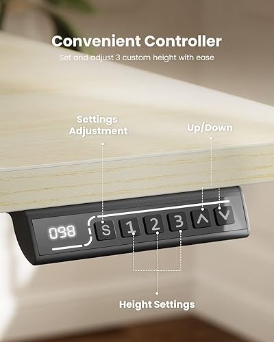 Miniatura 6 de Totnz Escritorio eléctrico de pie ajustable, escritorio ajustable de computadora de 48 x 24 pulgadas para oficina en casa y juegos, escritorio