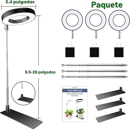 Miniatura 6 de Luz de Crecimiento para Plantas, 48 LEDs de Espectro Completo Luces de Crecimiento para Plantas de Interior, Luz de Crecimiento de Halo Pequeña