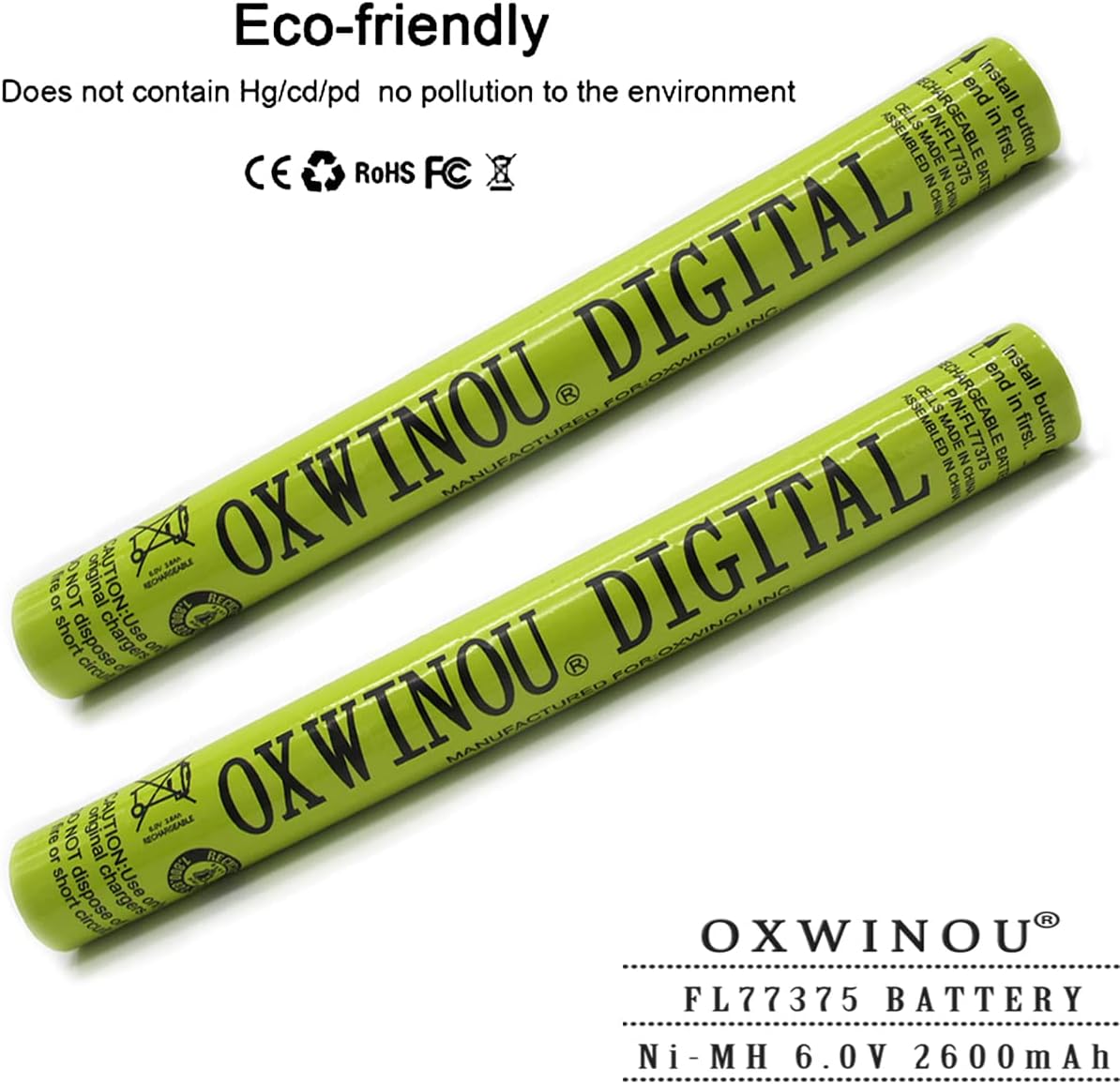 77375 Battery Compatible with STREAMLIGHT FLASHLIGHTS 77375 77175 9926J SL20LP SL20L SL20XP-LED 6V 2600mAh NiMH Battery Stick(2-Pack)