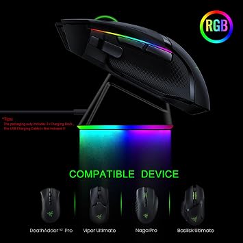 Razer Kablosuz Fare Viper Ultimate Naga pro DeathAdder V2 Pro ve Basilisk Ultimate Manyetik Şarj RGB Işıklar Durum Göstergesi Geko Ayakları (RGB)