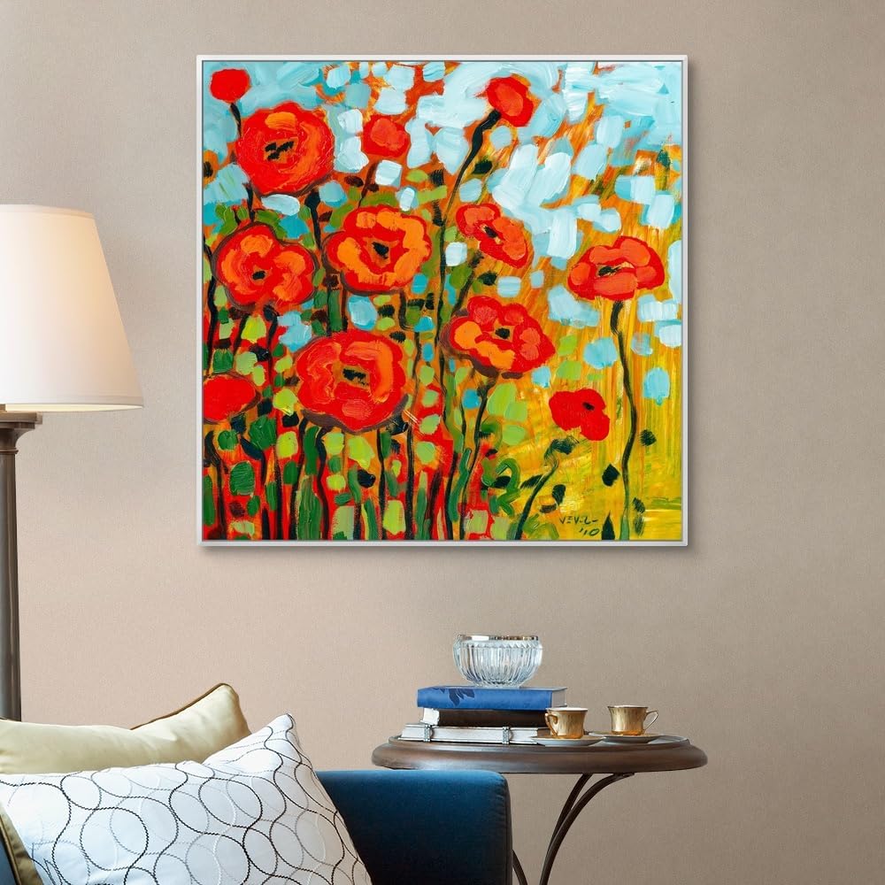 CANVAS ON DEMAND Red Poppy Field Canvas Wall Art Print by Jennifer Lommers, Contemporary, Home Decor, Floral Artwork, Flowers Artwork, 36" x36in