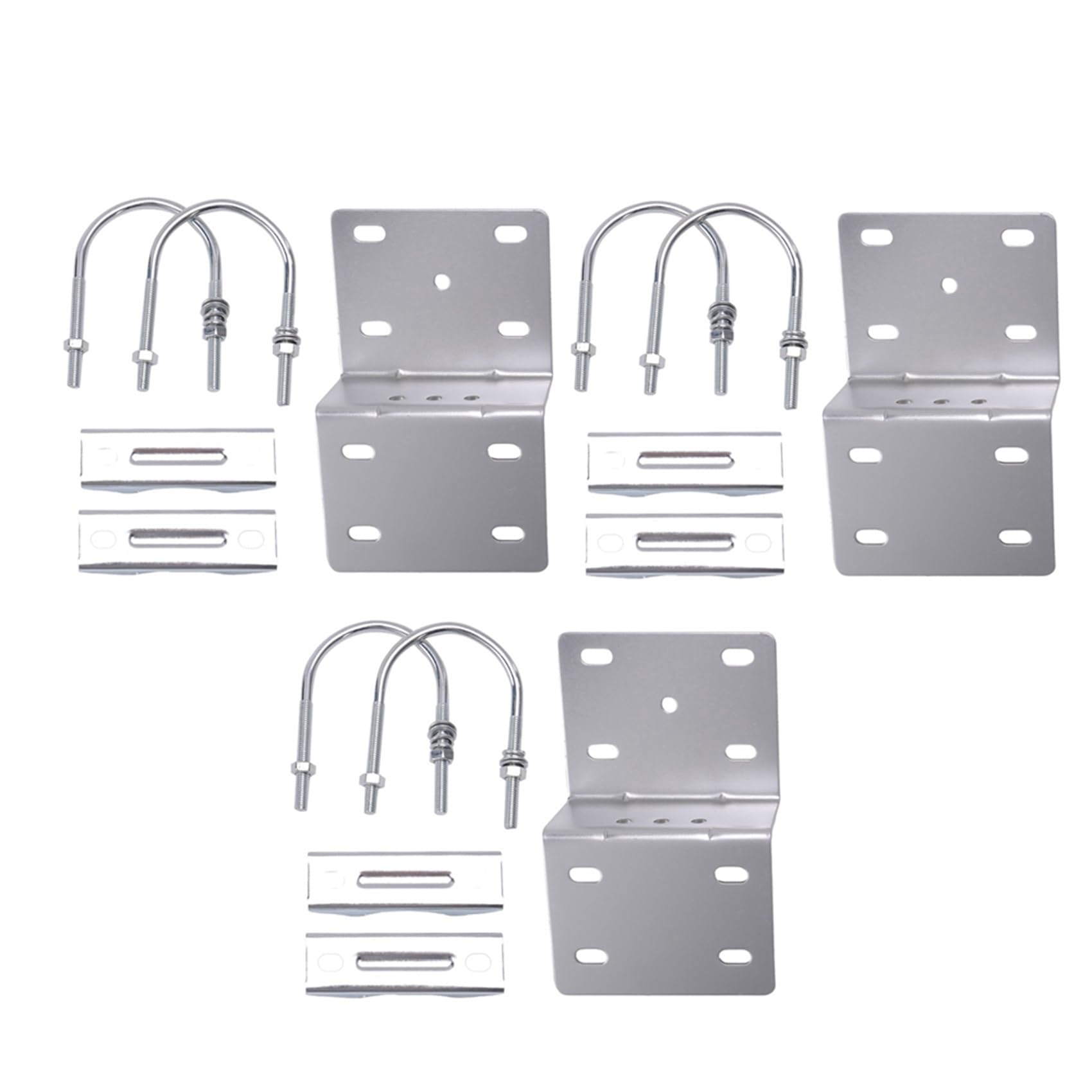 Jnchdghwa Silver 3X Antenna Pole Mount Kits, Antenna Pole Mount Bracket With Double U-Bolts Clamp V Jaw Bracket For Antenna Pole Holder