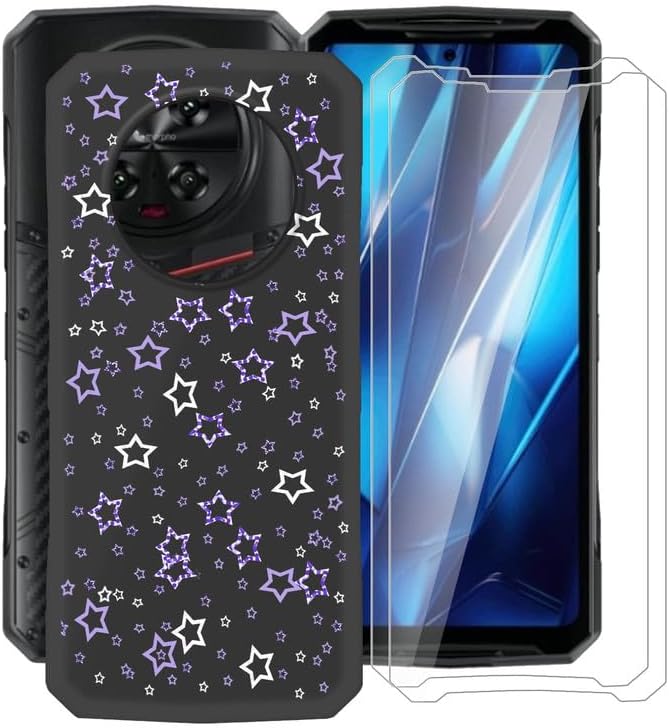 Phone Case for Doogee DK10 (6.67") with [2 x Tempered Glass Protective Film], Ultra-Thin Shockproof Bumper Cover Black Soft Silicone Case for Doogee DK10 - Xinghai