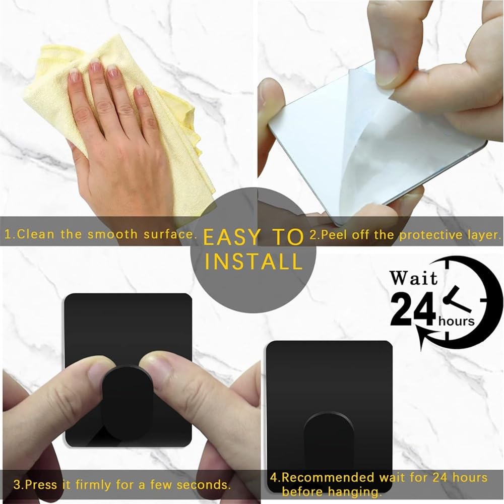 Ganchos adhesivos para toallas de pared, ganchos resistentes para colgar en la pared, colgar ropa, sombreros, baño, cocina, gancho para colgar de acero inoxidable 304, paquete de 4, plateado, 1