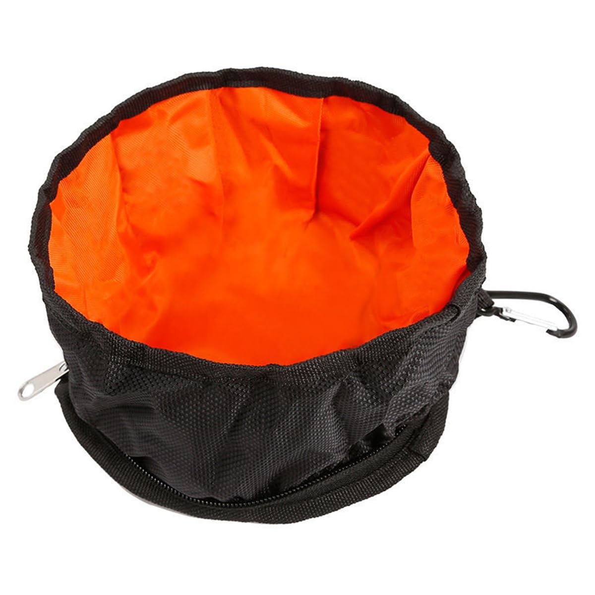 Foldable Bowl for Excursions or Travels,Water & Food Bowls for Pets Dogs & Cats,Travel Bowl for Food and Water with Carabiner (Black&Orange)