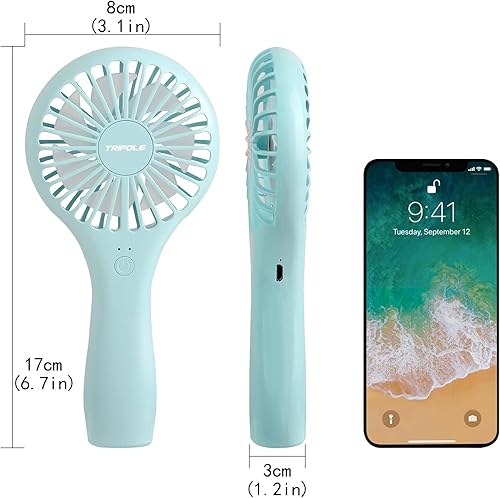 Miniatura 3 de TriPole Lollipop - Paquete de ventilador de mano de 2000 mAh y 5000 mAh, mini ventilador personal recargable por USB