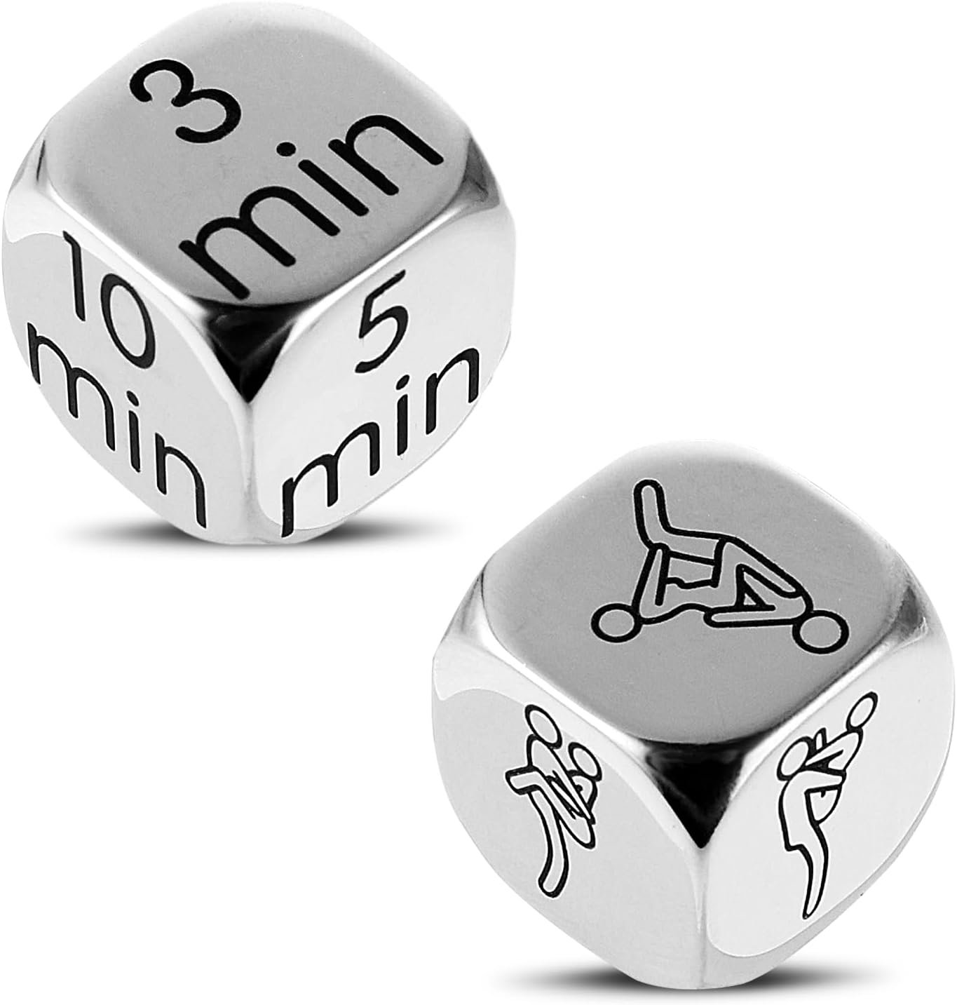 Date Night Dice for Couples, 2 Pieces Funny Date Night Dice Valentine's Day Novelty Gift Stainless Steel Dice Gifts for Husband Wife Bride Groom Wedding Engagement Birthday Gifts for Women Men