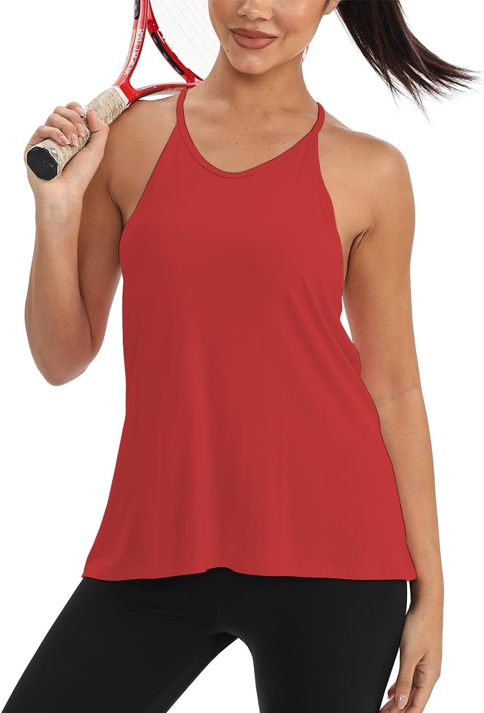 Mippo Workout Tops for Women Racerback Tank Open Back Athletic Shirts Gym Clothes Loose Fit - Image 3