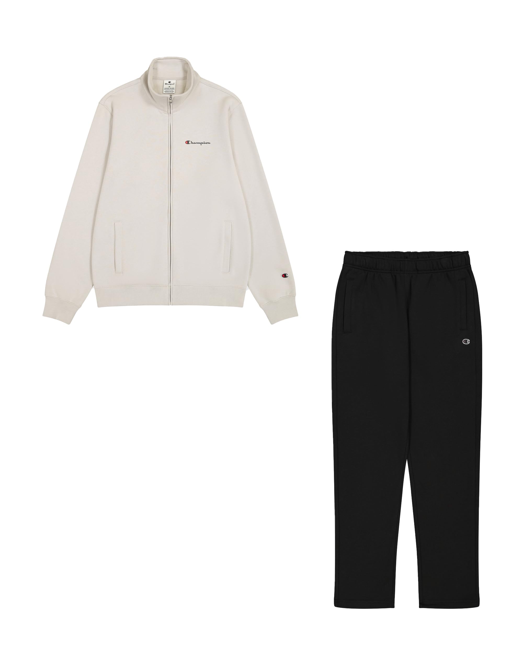 Champion Men's Legacy Script Shop (220288) -Soft Compact Powerblend Fleece High-Neck Tracksuit, White (ES057), XS