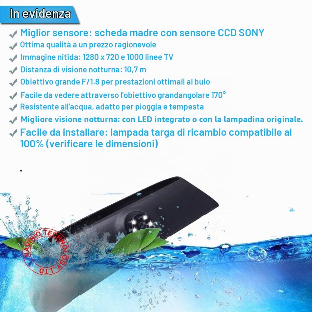 Telecamera posteriore retrovisione dell'automobile che inverte macchina di backup fotografica CCD impermeabile ad alta definizione Nero Telecamera posteriore per Fiat IVECO Daily 4 Gen 2011-2014