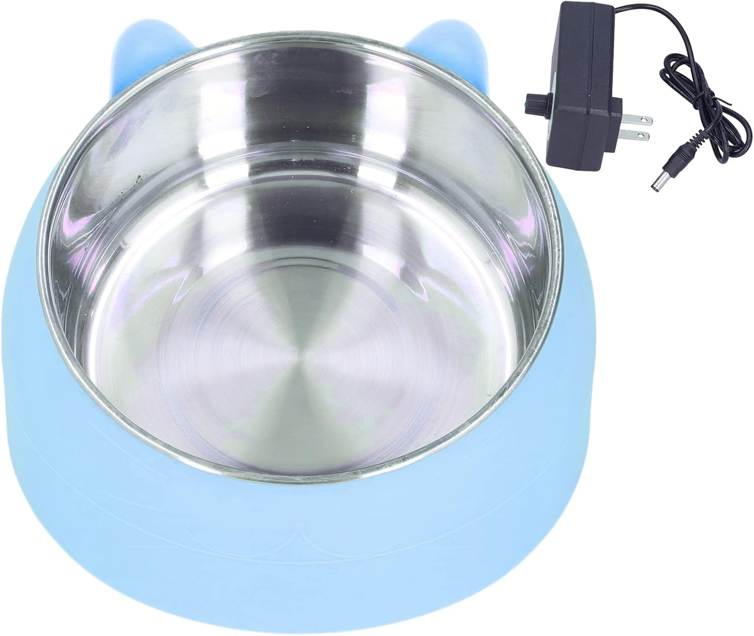 Heated Pet Bowl, Stainless Steel Pet Feeder, Indoor Outdoor Use, 360° Thermal Warming for Cats Dogs