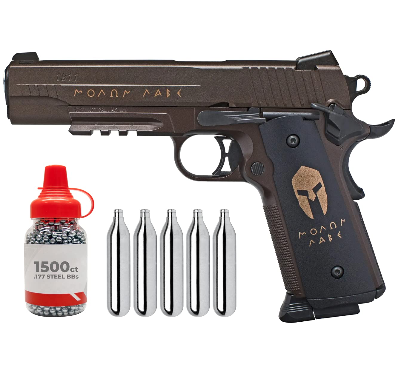 Wearable4U - Sauer 1911 .177 Cal Full Metal Blowback CO2 BB Air Pistol with Bundle (+BBS+CO2, Spartan)