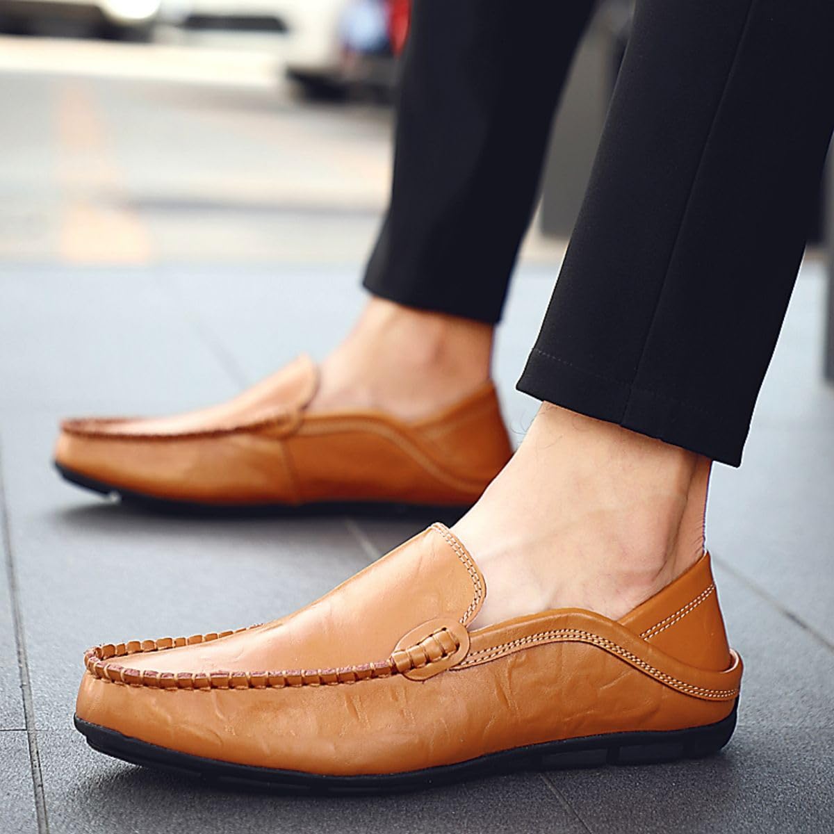 Mocasines de Hombre Mocasines Zapatos Hechos a Mano de Cuero Slip On Driving Business Shoes
