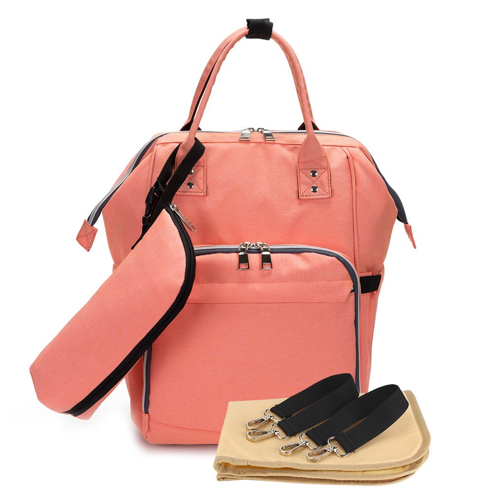 borsa zaino porta pannolini, impermeabile, multifunzione, di grande capacità; organizer da viaggio con tappetino per il cambio, una borsa termica per biberon e clip per passeggino
