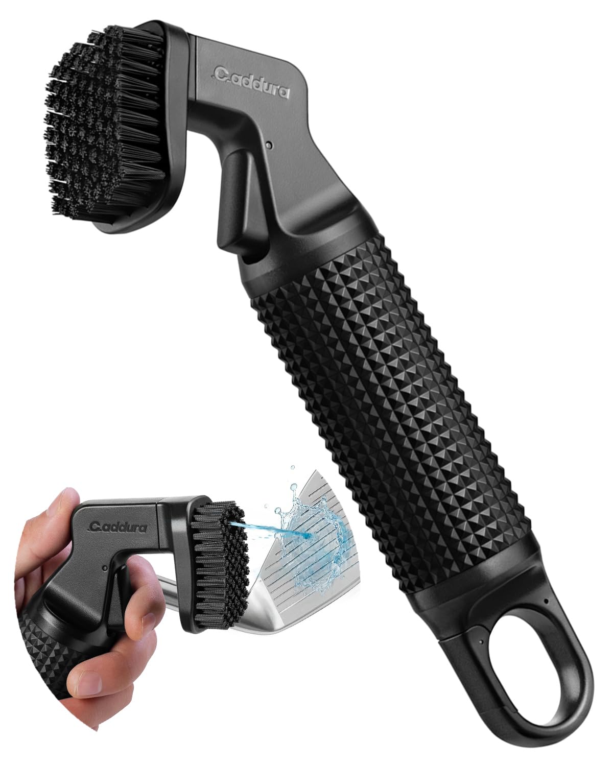 CADDURA Golf Club Cleaner, Heavy-Duty Nylon Bristle Brush Cleaner with 80ml Spray Bottle, Anti-Leak Design and Ergonomic Grip