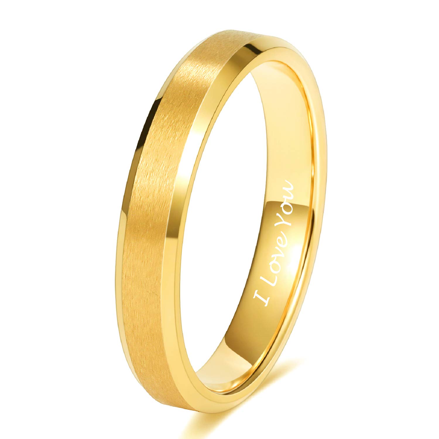 2mm 4mm 6mm 8mm 18k Gold Tungsten Rings for Men Women Wedding Bands Matte Finish Beveled Edges Comfort Fit Size 4-13-image-27