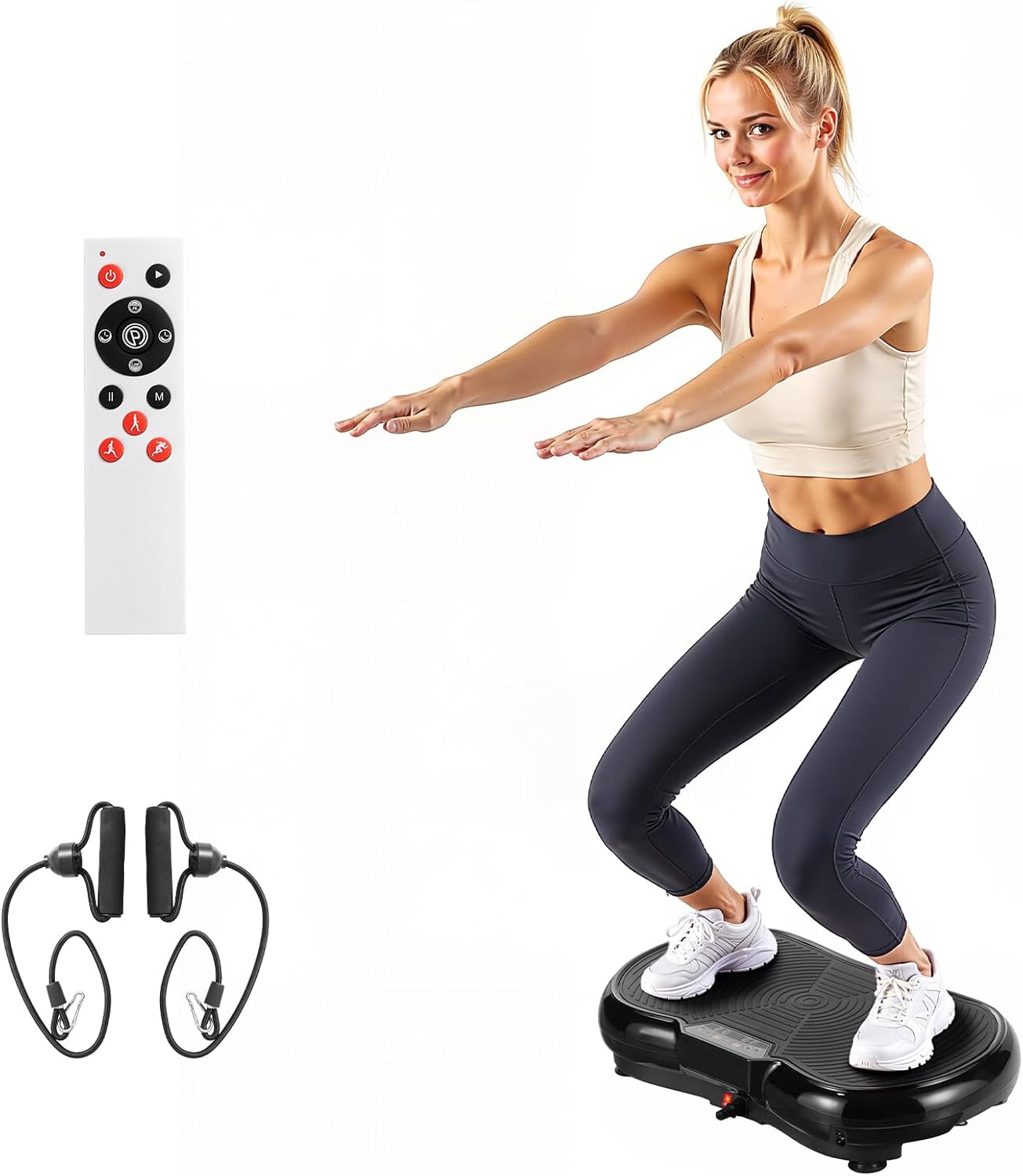 VEVOR Vibration Plate Exercise Machine, Whole Body Shaker for Lymphatic Drainage and Weight Loss, Home Workout Gym Fitness Equipment with 2 Resistance Bands, Vibrating Platform for Women Men