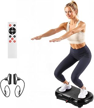 VEVOR Vibration Plate Exercise Machine, Whole Body Shaker for Lymphatic Drainage and Weight Loss, Home Workout Gym Fitness Equipment with 2 Resistance Bands, Vibrating Platform for Women Men