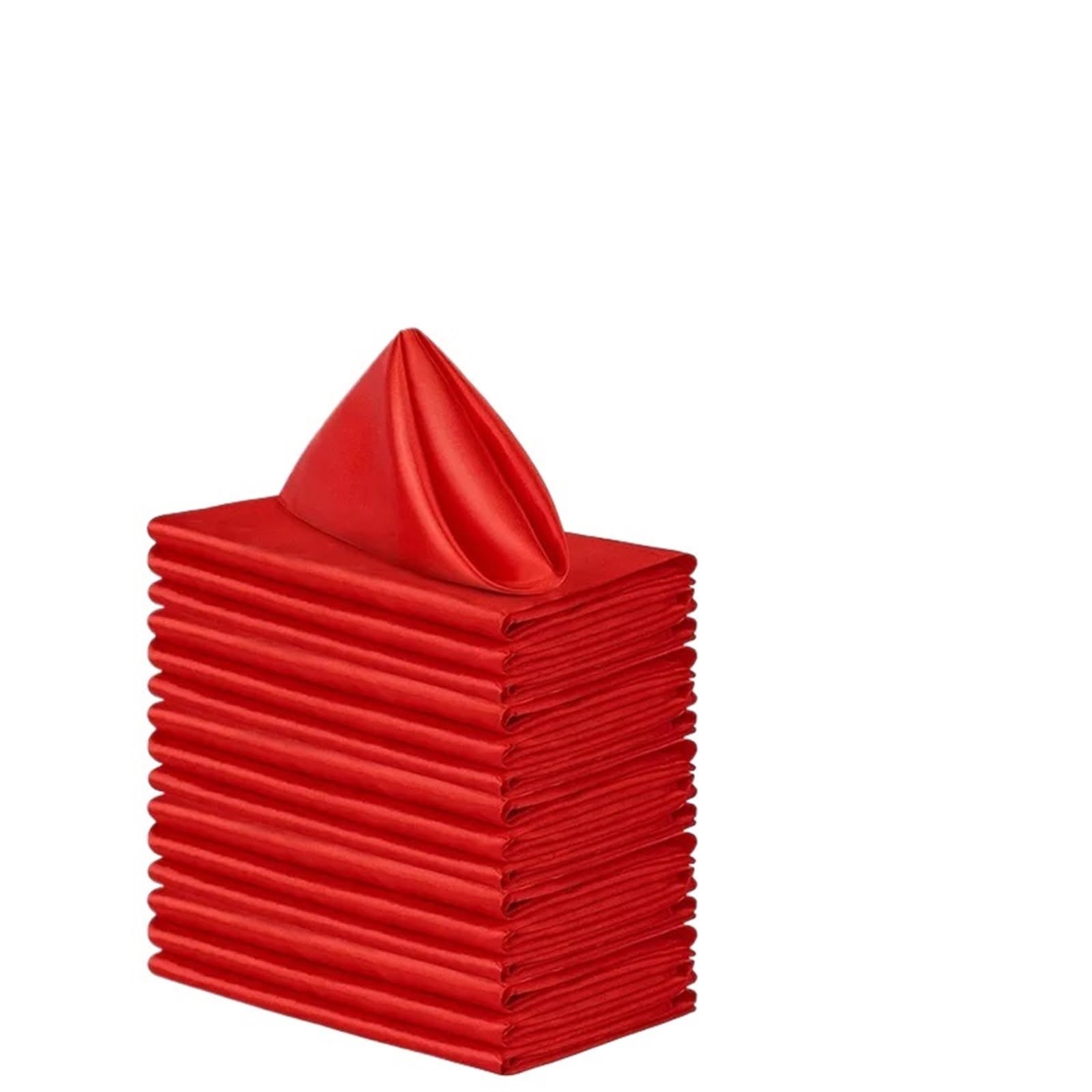 Table Napkins 12Pcs 30X30cm Satin Table Napkin Soft Handkerchief Romantic Wedding Banquet Square Napkins Dinner Decoration(Red)