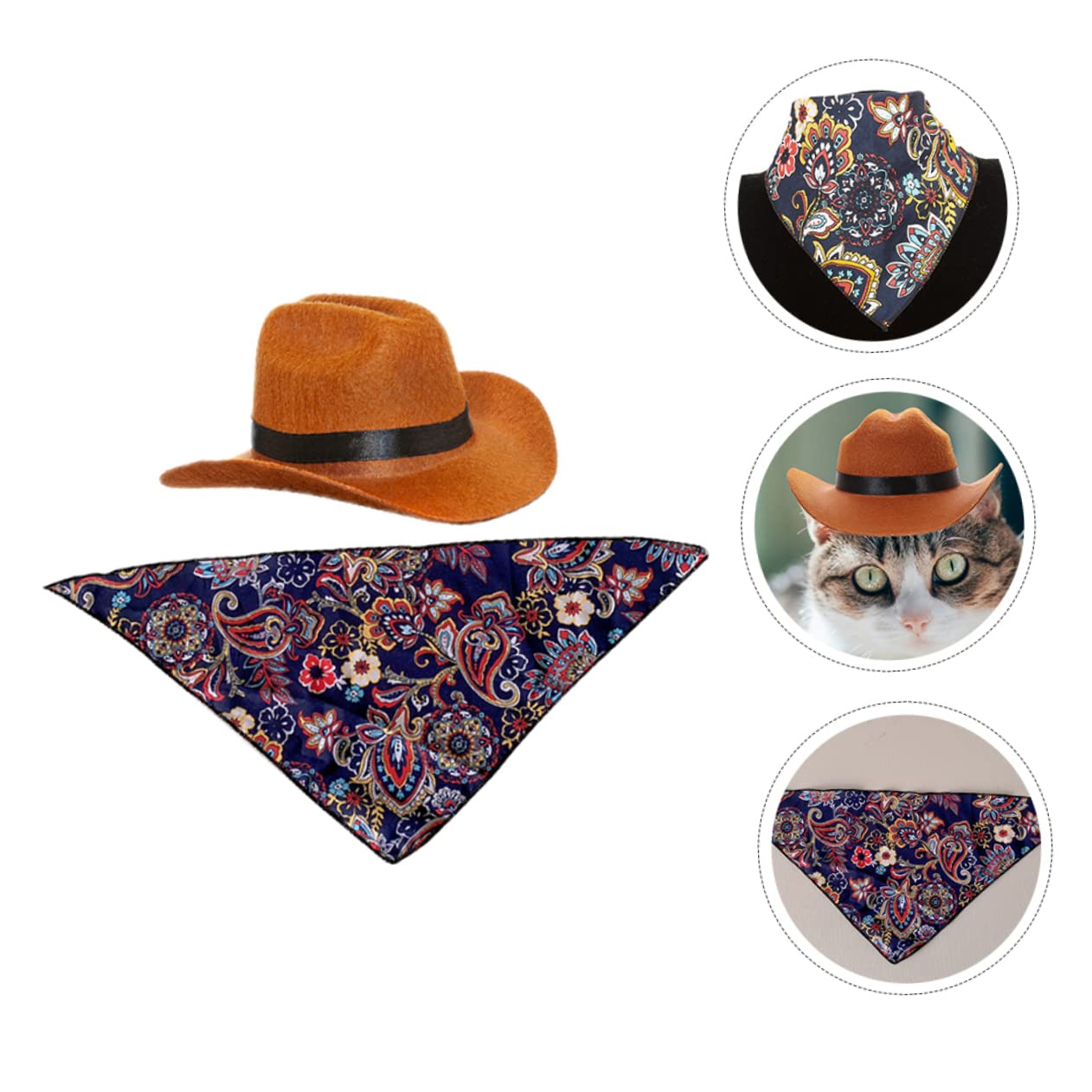 Happyyami 4piezas Sombrero De Gato y Perro con Bandana De Gorro Cómodo y Elegante para Mascotas Diseño Delicado para Fiestas y Eventos