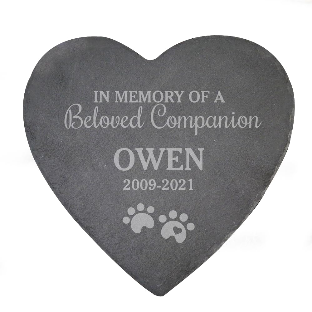 GiftsForYouNow Engraved Beloved Companion Personalized Pet Memorial Garden Stone, 10", Dog Headstone, Heart Shaped Slate