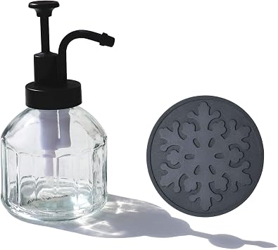 8 Oz Soap Dispenser for Kitchen and Bathroom Countertop, Refillable Wash Hand Liquid, Dish Detergent, Farmhouse Style Vertical Stripes Shape Shampoo Lotion Pump Black