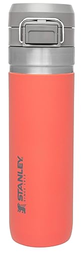 Stanley Quick Flip GO Water Bottle 24 oz | Push Button Lid | Leakproof and Packable for Travel and Sports | Insulated Stainless Steel | BPA-Free | Guava