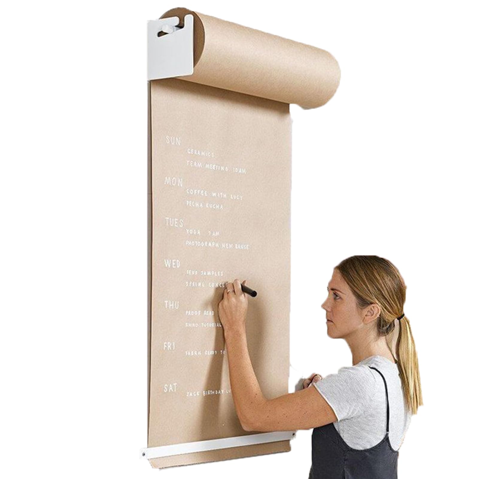 Ten uchwyt ścienny na rolkę papieru typu kraft w kolorze brązowym, wiszący uchwyt na notatki, wystrój domu wiejskiego, tablice ogłoszeniowe, dozownik na ścianę, z papierem kraftowym o długości 50 m