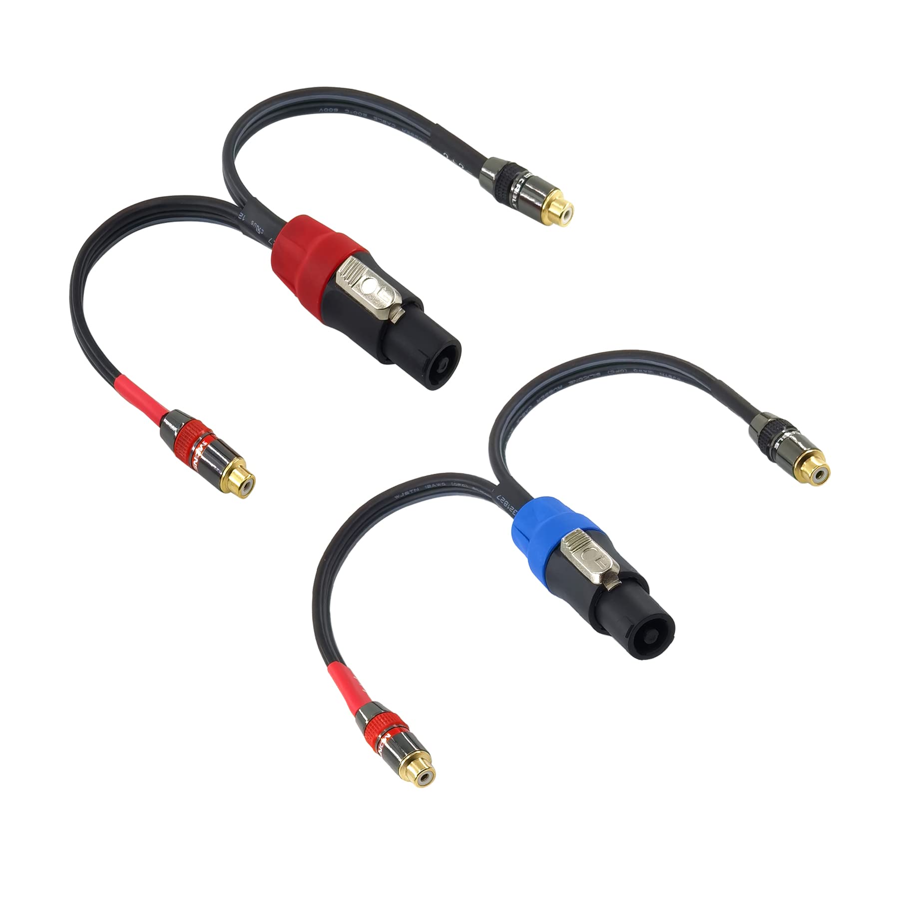 WJSTN Speak-on 4-Pole to Dual RCA Break Out Splitter Cable Speakon Splitter Cable,for Speaker (Speakon to RCA)
