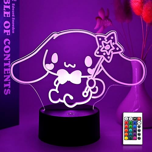 Miniatura 1 de Cinnamoroll - Lámpara de noche 3D de anime, lámpara de ilusión LED de acrílico, lámpara de escritorio LED de anime, para decoración de obras de arte
