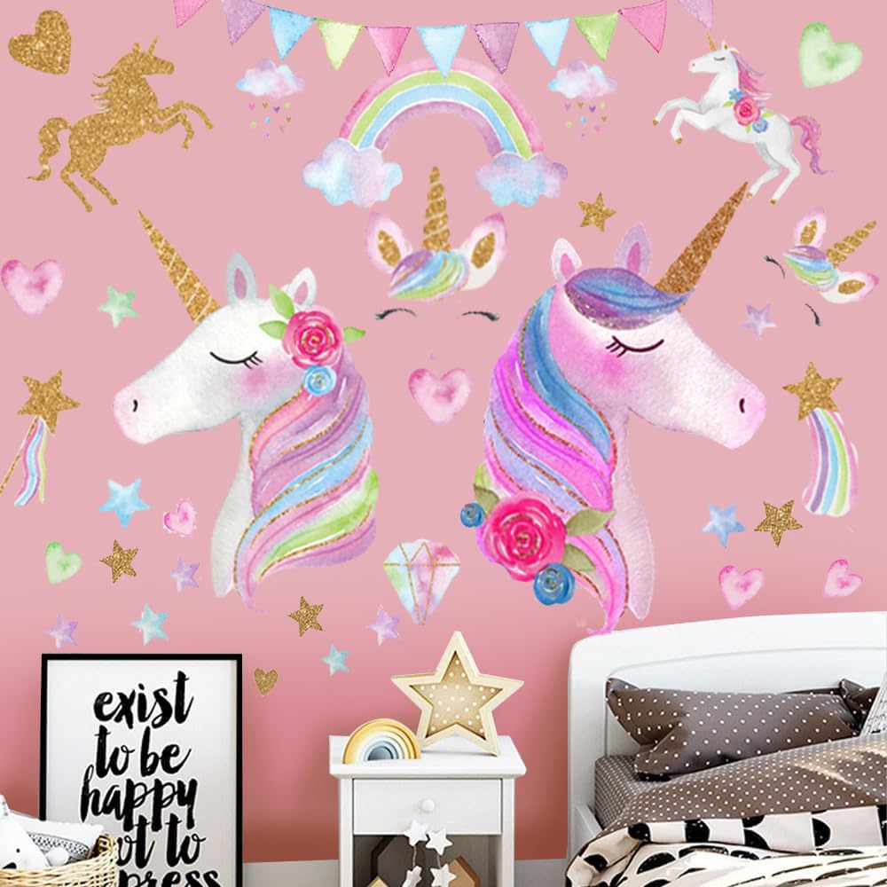 Unicorn Wall Decal, Stickers Children's Room Princess Decoration Wall Kids Room Decor Decals Bedroom for Girls