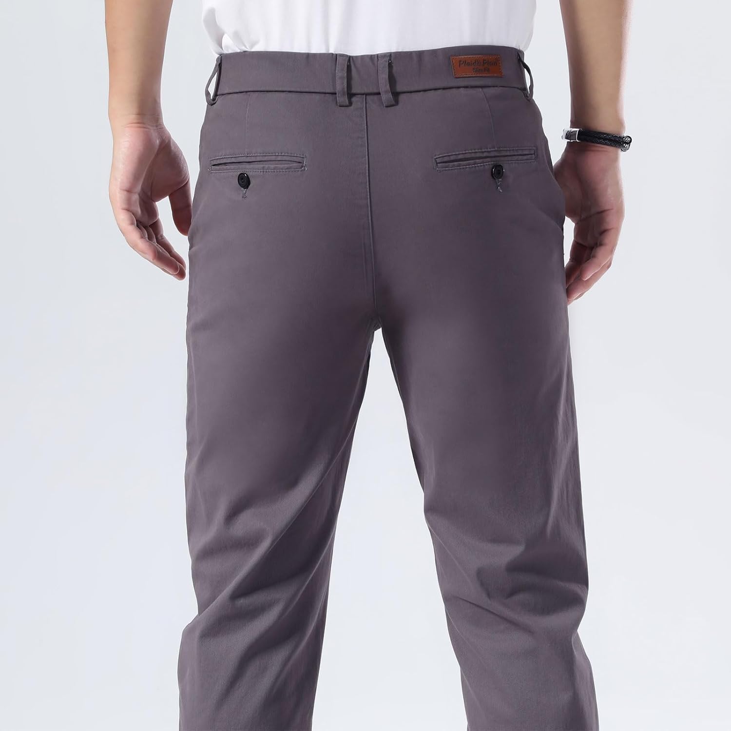 Plaid&Plain Men’s Slim Fit Khaki Pants Men’s Tapered Chino Pants - Image 8