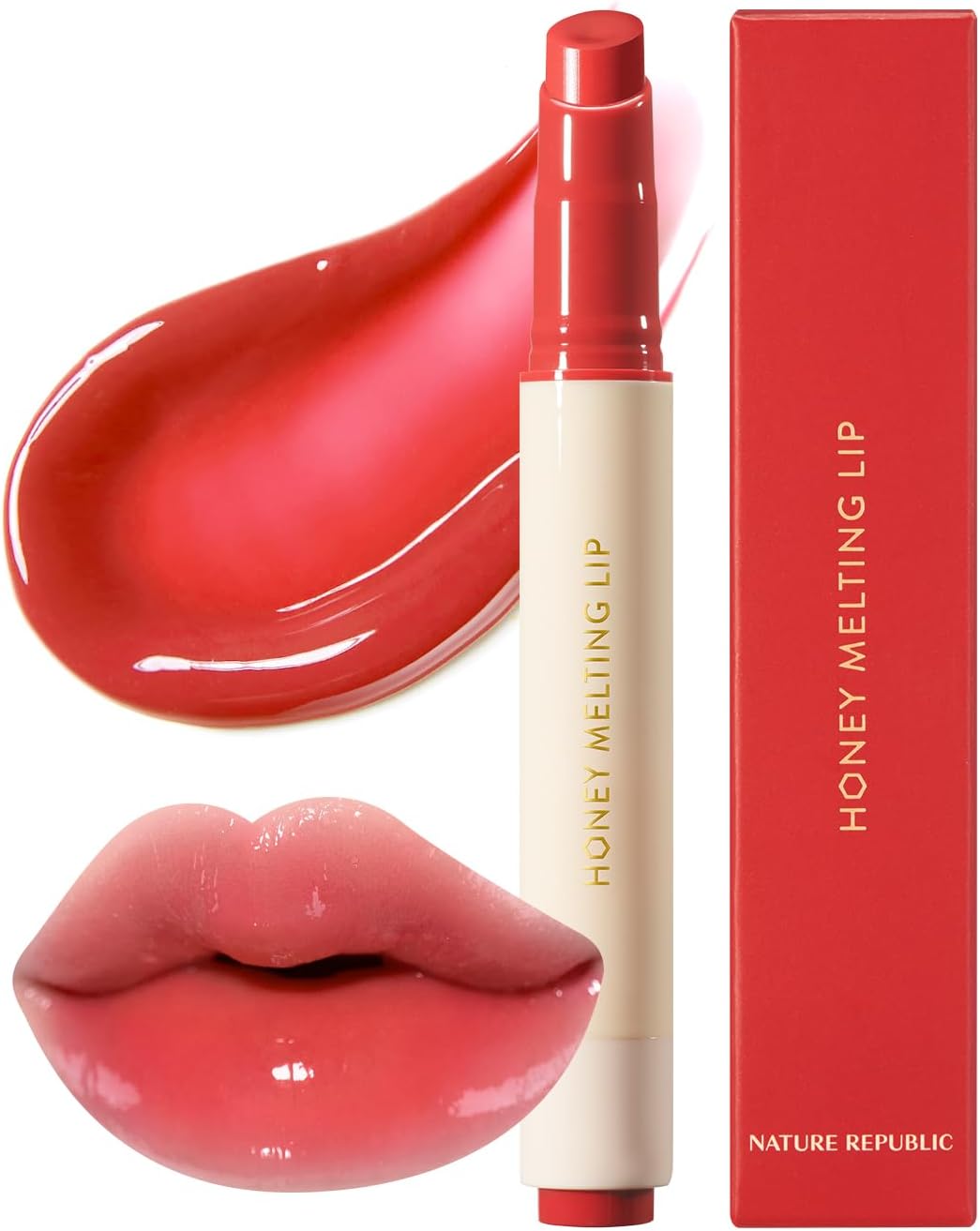 HONEY MELTING LIP (04 POMEGRANATE) SOFT LIP STICK, Hydrating Gloss, Moisturizing balms, Sheer tint, Shine & Glowy Finish, korean make up