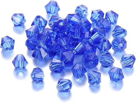 200pcs Austrian Transparency Crystal Beads Bicone Glass Bead Loose Spacer Bead for DIY Bracelet Earrings Jewelry Making Supplies Blue