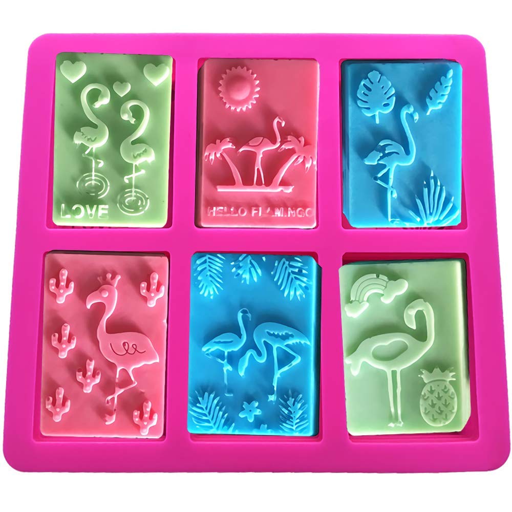 6 Cavities Tropical Hawaiian Silicone Soap Mold, Flamingo Silicone Soap Molds Palm Leaves Pineapple Cactus Plants Craft Art Molds Handmade Soap Making Molds-image-29