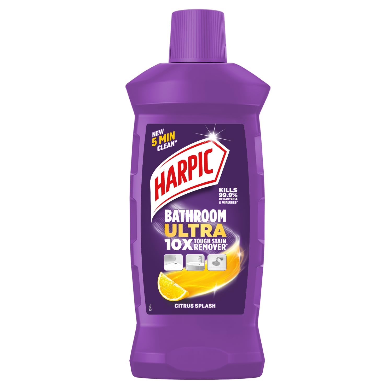 Harpic Bathroom Cleaner Ultra | Citrus Splash | 1L | 10X Tough Stain Remover | New 5 Min Clean | Multi Surface Clean - Floors, Basin, Tiles