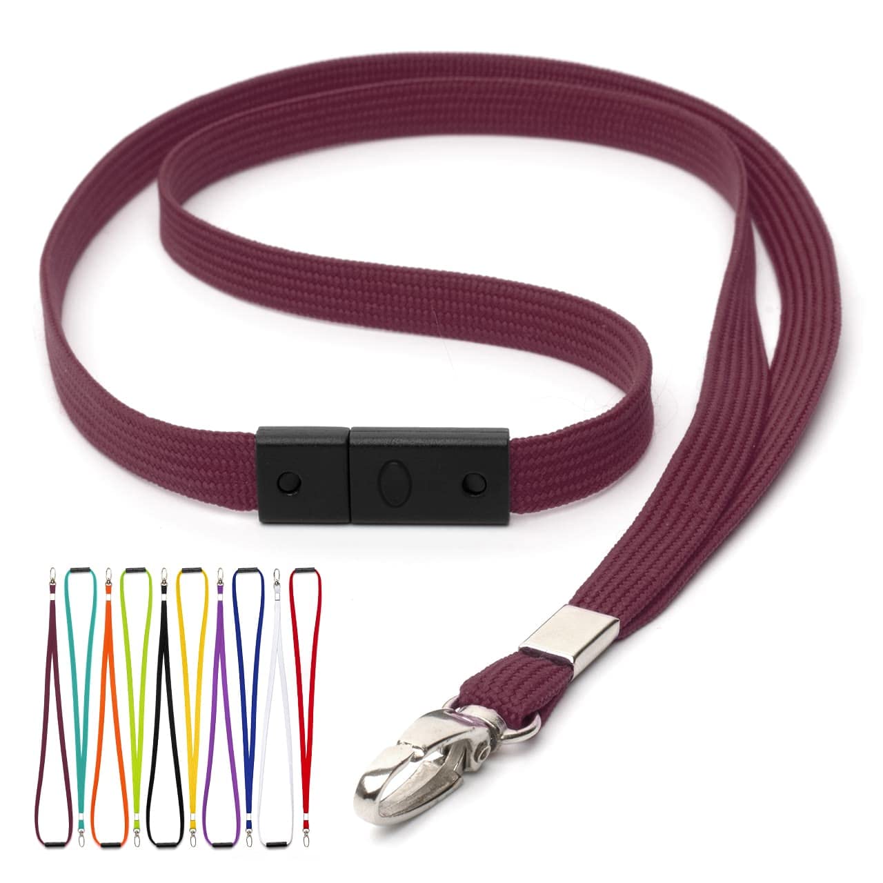 CKB LTD Breakaway Safety Lanyard Neck Strap Swivel Metal Clip for Id Card Holder - Pull Quick Release Design Lanyards Bulk (Burgundy, Pack of 20 pcs) — image 1