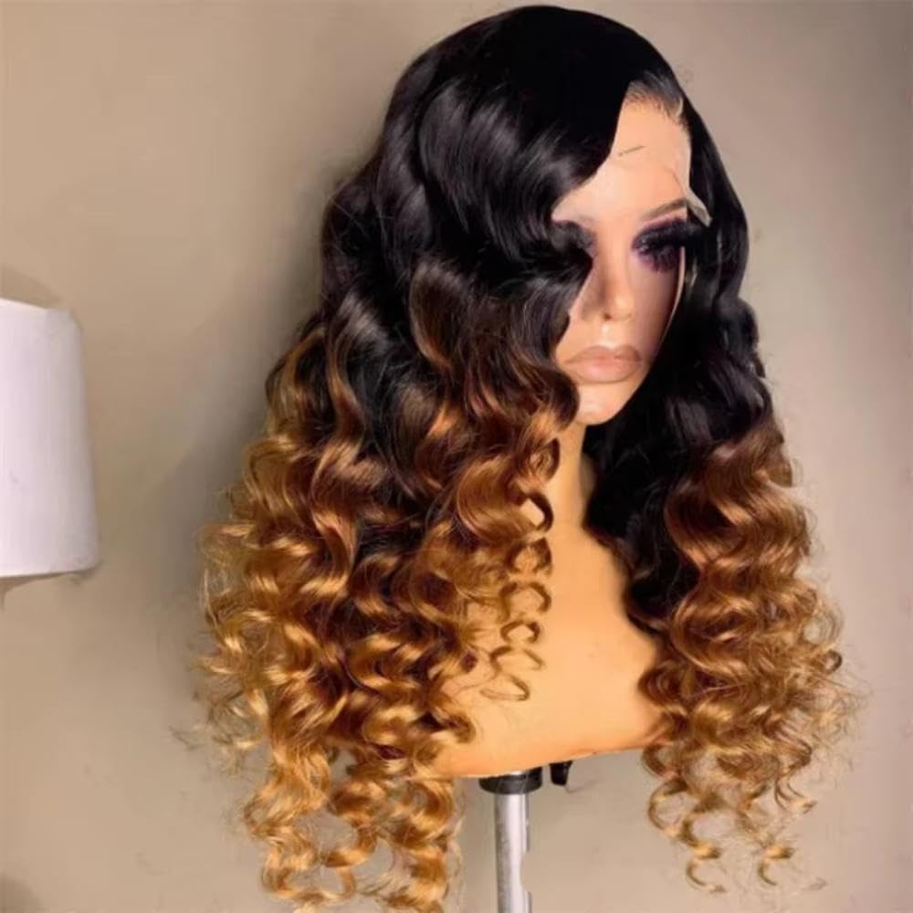 Haarpflege 26" 180 Density Ombre Blonde Deep Wave 13X4X1 Lace Front Perücke Für Frauen Vorgezupft Ohne Kleber