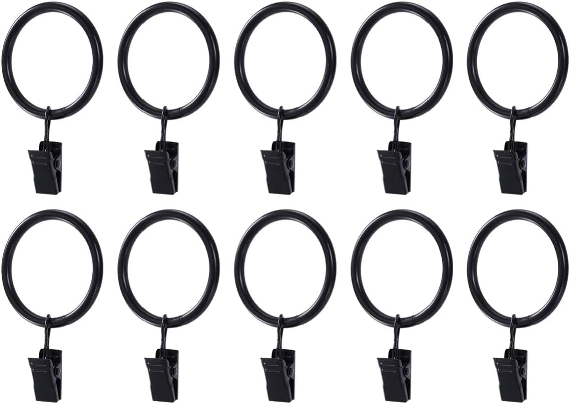 40 Pièces Pinces Et Anneaux Rideaux Métal Noir - Clips Rideau Diamètre 35mm Intérieur