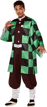 Mens Tanjiro Demon Slayer Adult Anime Costume Size Large Green