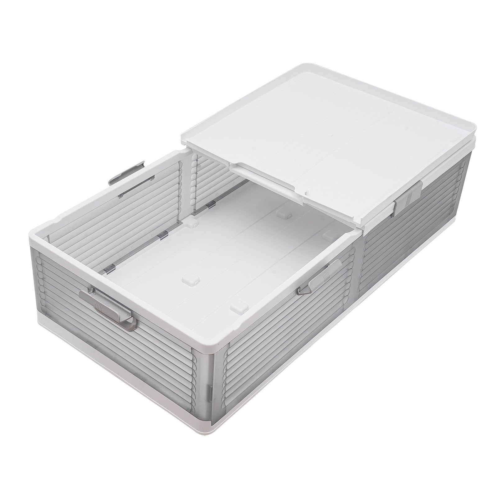 Aufbewahrungsbox mit Deckel Aufbewahrung Organizer Box Ordnungsbox mit Deckel Unterbett Aufbewahrungsbox Faltbare Unterbettkommode Aufbewahrungstasche (Weiß+Semitransparent)