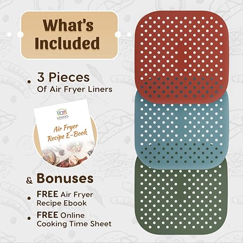 Miniatura 3 de Combo de cuidado de la cocina forros para freidora de aire (8.5 pulgadas) + forros para horno (paquete de 3) - Mantén tu espacio de cocción libre de